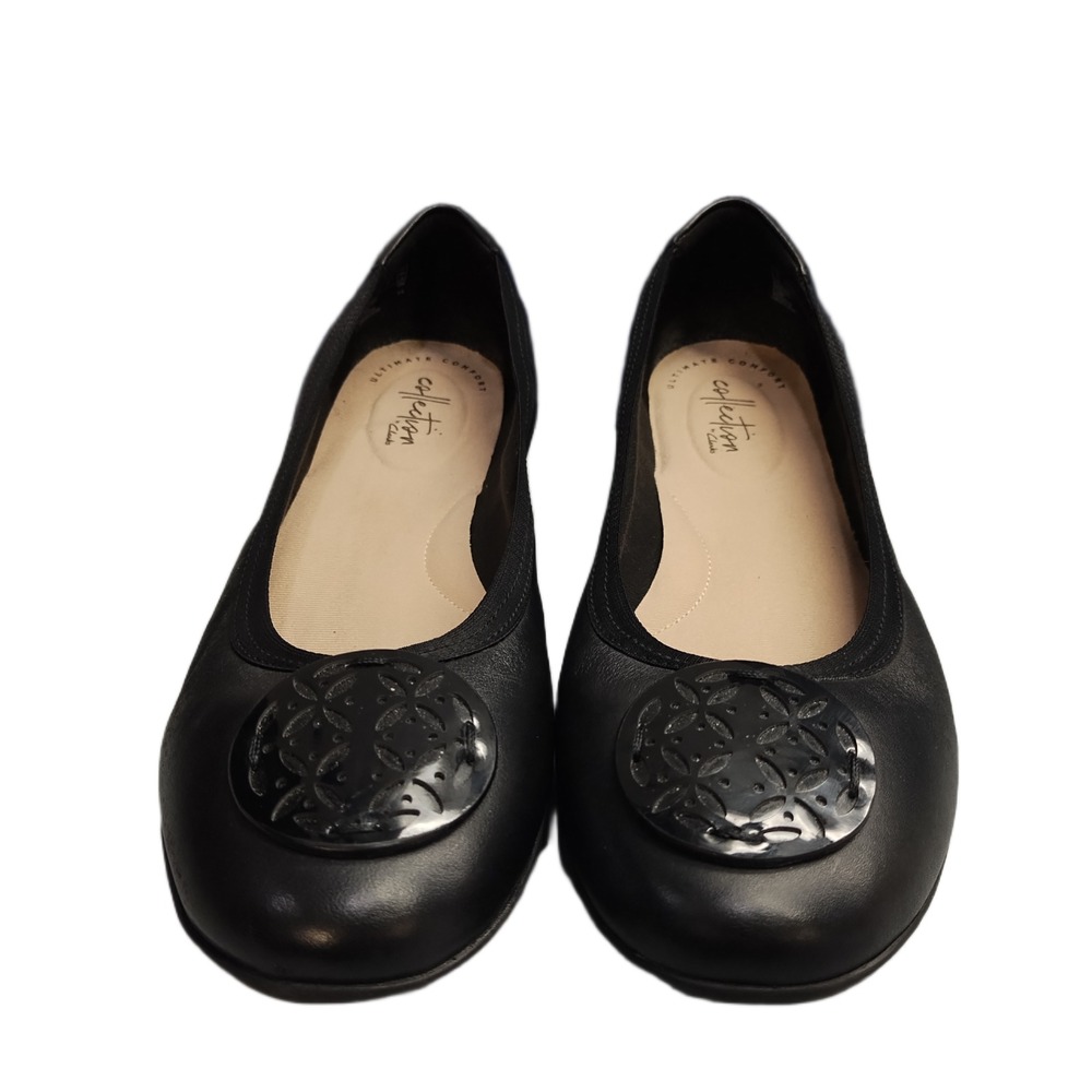 Clarks Collection Gracelin Lola Ballet Flats Womens 8.5M Black Ultimate Comfort